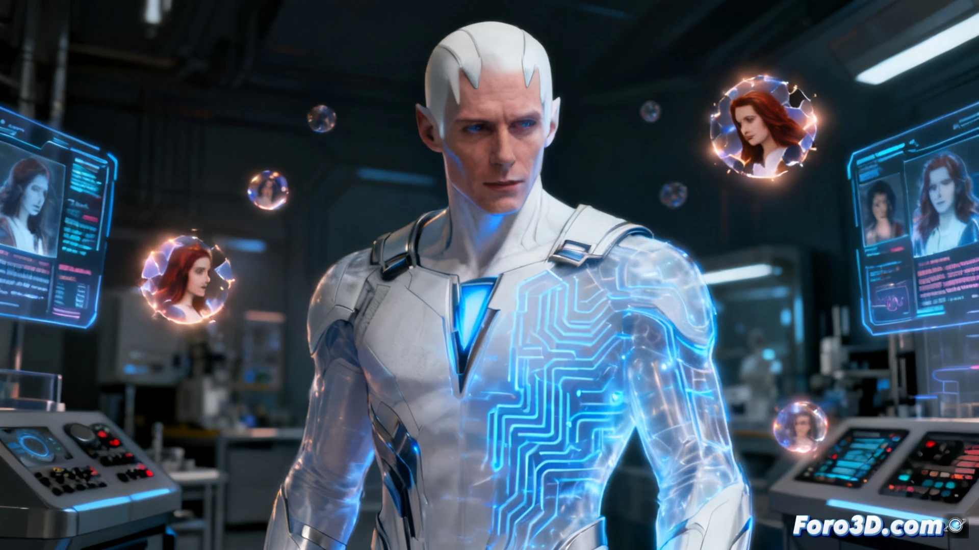 VisionQuest 2026: Vision Blanco renace entre escombros digitales, buscando su propósito en un paisaje de luz y sombra.