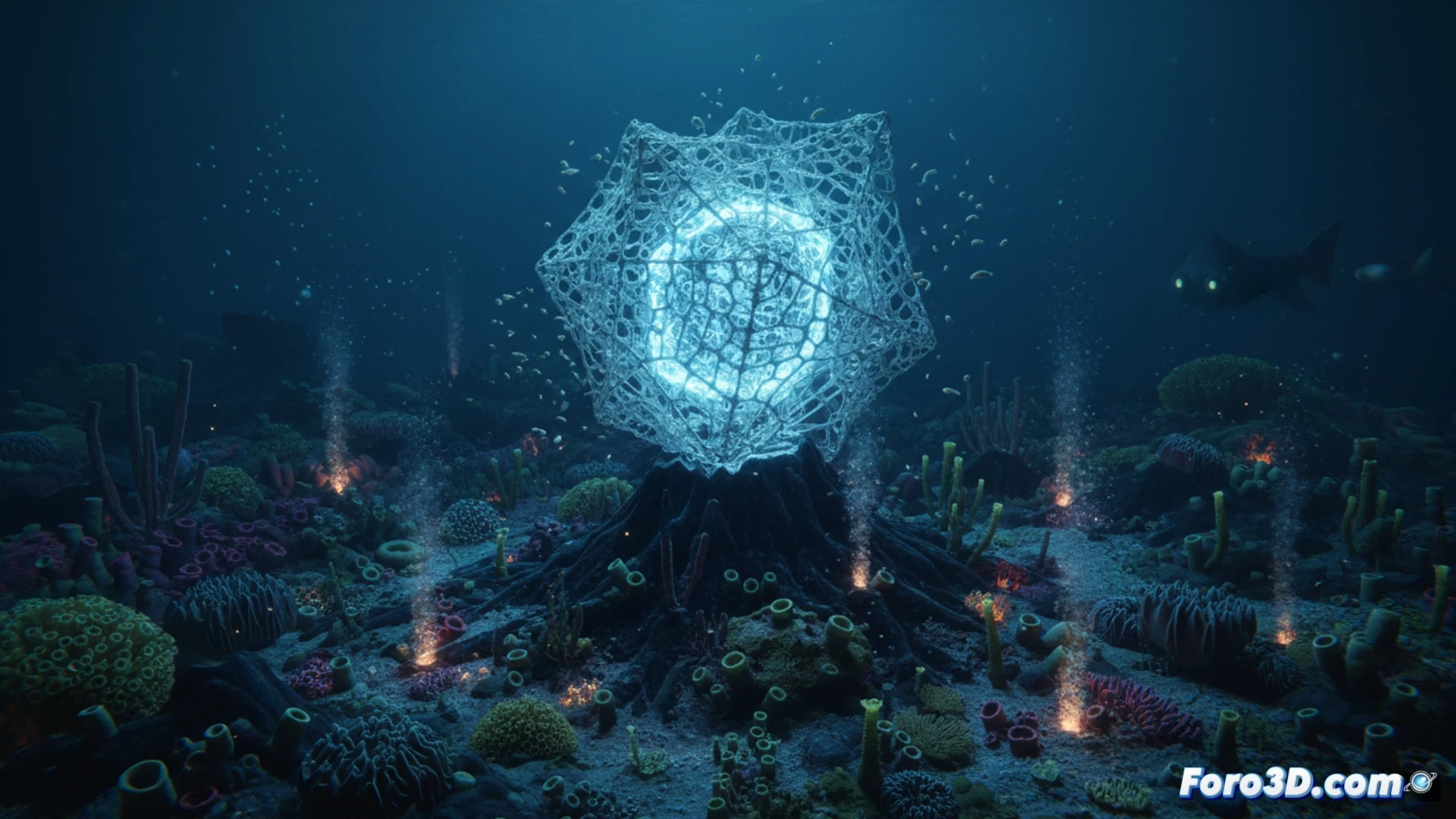 Walteria sp esponja de cristal chilena modelo 3D visualización científica estructura sílice