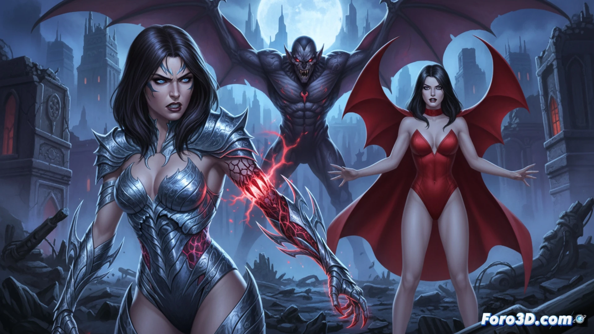 Dos heroínas, Sara Pezzini y Vampirella, se enfrentan en la noche urbana; una mordedura de vampiro mutante pone a prueba su alianza en este crossover de Image y Dynamite.