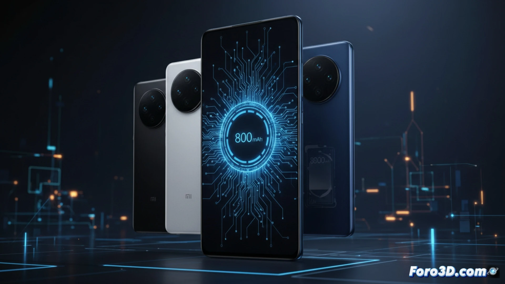 Descripción: Primer plano del Xiaomi 17 Max, pantalla de 6,9 pulgadas sin bordes, módulo de cámara redondo, batería de 8000 mAh.