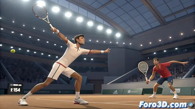 Animacion del partido de tenis entre Alcaraz y Djokovic en Animation:Master