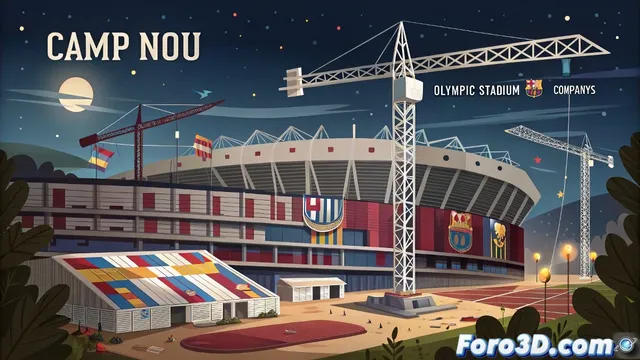 Cambio de estadio del FC Barcelona a Montjuïc para Champions League ilustrado en Inkscape