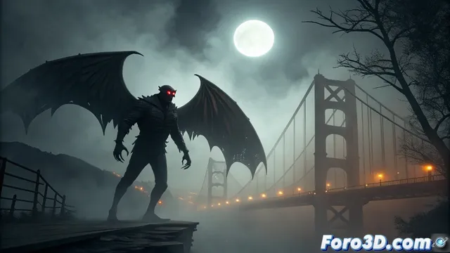 Simulando al Hombre Polilla criatura profética de Point Pleasant en Houdini