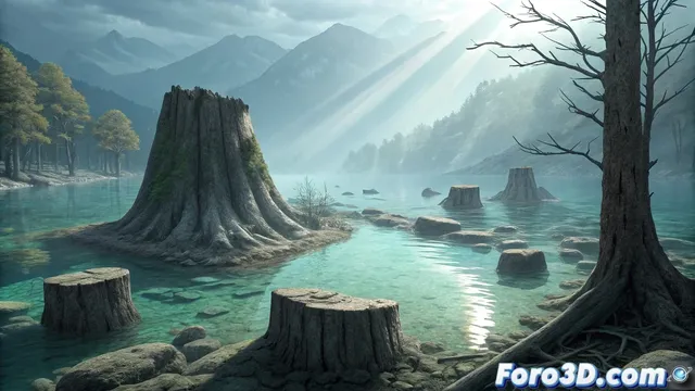 Recreando el bosque hundido de portolago en terragen: misterio patagónico