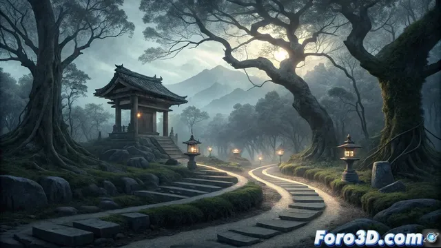 Simulación de la Colina de los Sacrificios de Hachiman en RealFlow para efectos sobrenaturales