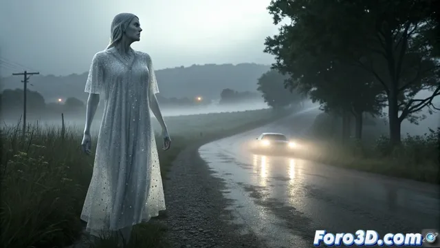 Modelado de la Mujer de la Niebla de la Ruta 41 en Modo para terror vial
