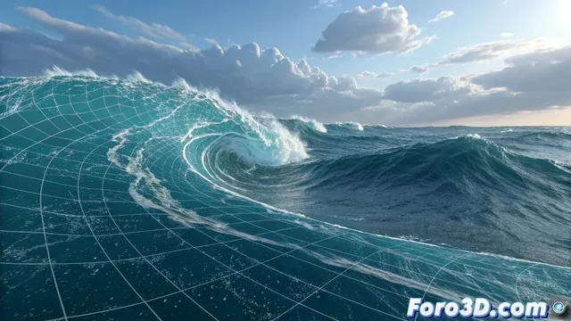 Crear efecto de ondas en superficie sin pozo en Maya