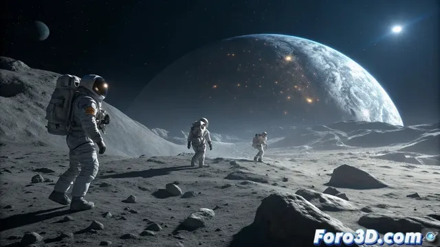 Recrear la cara oculta de la Luna con astronautas en LightWave 3D