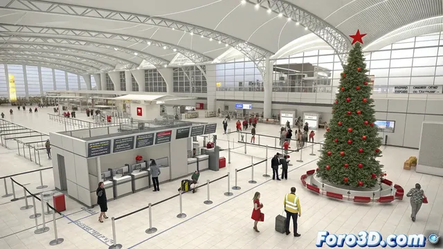 Animacion de aeropuerto navideno en iClone con crowd simulation