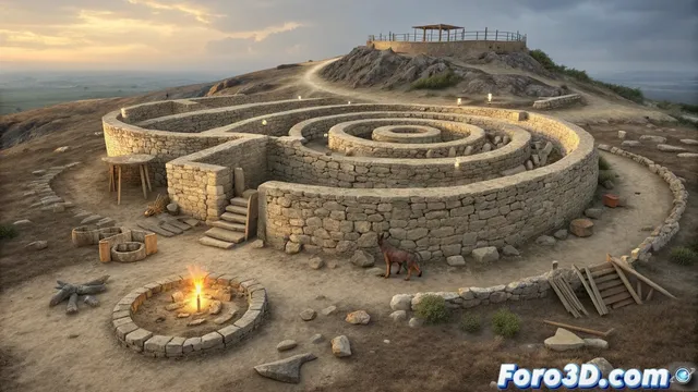 Recreación en Autodesk Maya del laberinto minoico de 4000 años descubierto en Creta