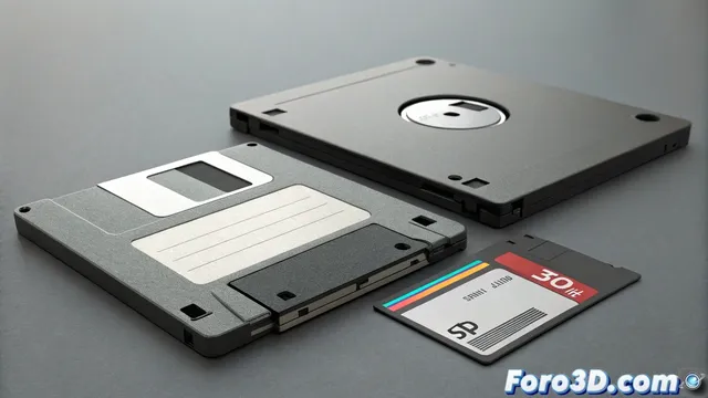 Concepto creativo transforma disquete floppy en dispositivo moderno con almacenamiento SD