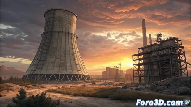 La chimenea inacabada de la central térmica de Escucha