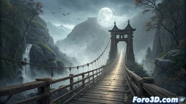 El puente de los lamentos suspendidos en Blender: de la leyenda nórdica a la recreación 3D