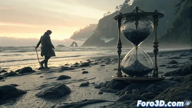 El reloj de arena negra: leyenda costera y modelado 3D