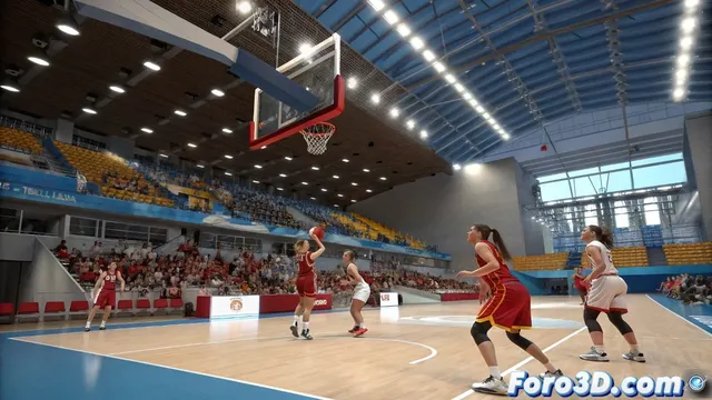 Animación de un partido de baloncesto de España en Cinema 4D