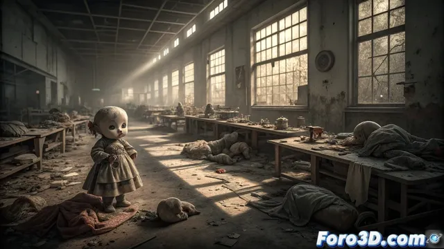 Recreación de la fábrica de muñecas abandonada de Castellón en Autodesk Maya