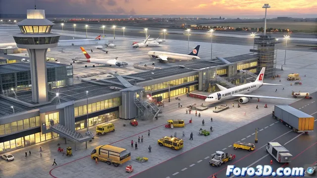 Cómo recrear aeropuertos en crisis por huelgas en 3D