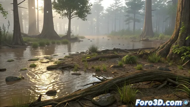 Crear un pantano realista en Maya con particulas e iluminacion atmosferica