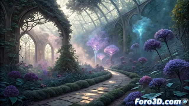 Jardines botánicos antiguos y el jardín del olvido en la historia y efectos visuales