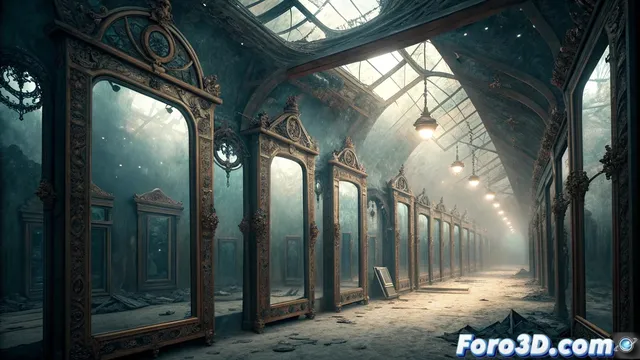 La leyenda de la sala de espejos vacíos y su recreación en Blender