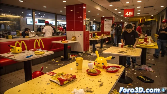Ilustración del caos de Happy Meal en Krita