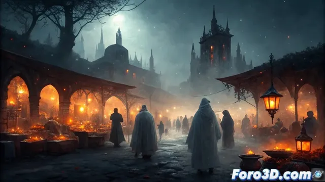 La leyenda del mercado nocturno de las sombras y su recreación en Blender