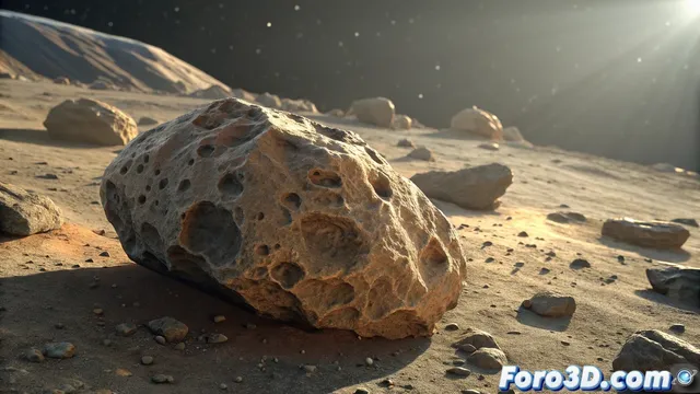 Recreación en Wings 3D del meteorito marciano caído en Pensilvania