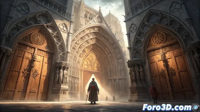Las tres puertas del perdón de la Catedral de Burgos, recreación en Blender