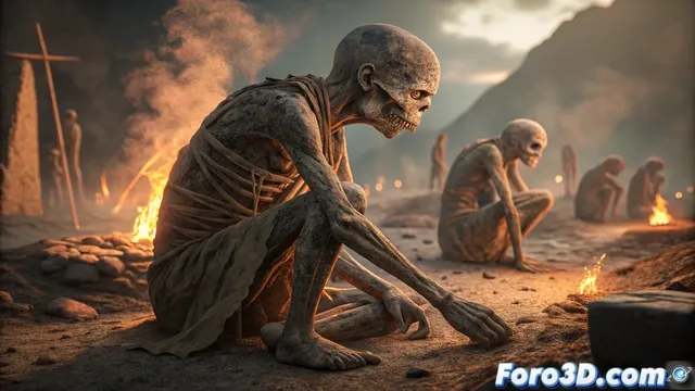 Recreación de momias prehistóricas del sudeste asiático en Blender
