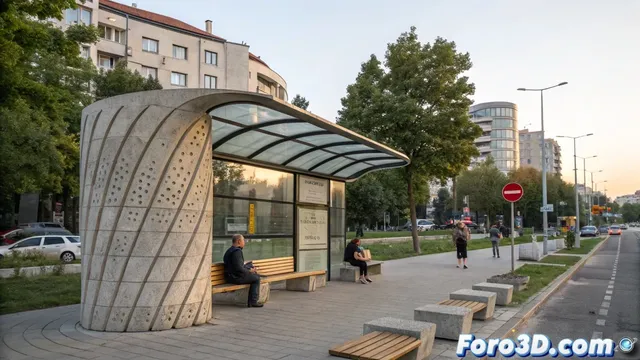 Parada de autobús futurista impresa en 3D en Bratislava