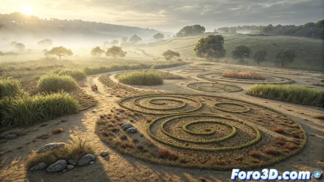 Recreacion de los circulos de vegetacion de Croacia en 3ds Max