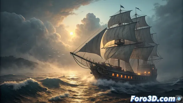 Recreacion de un navio fantasma del siglo XIX en Blender