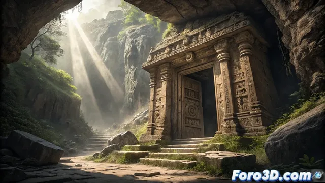 Recreacion de la puerta de la ciudad perdida de India en Houdini