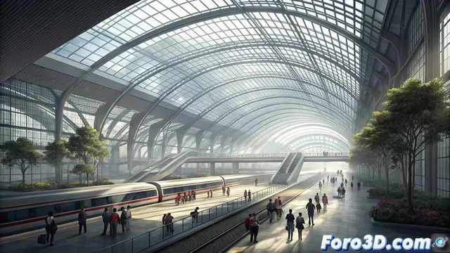 Recreación de la estación Chongqing East en Blender