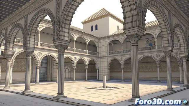 Recreacion digital del Alcazar de Sevilla en Cinema 4D