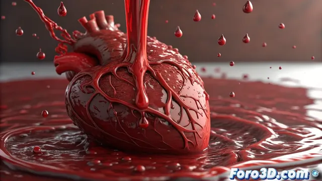 Creación de Sangre Realista que Chorrea y Resbala sobre un Corazón en Maya