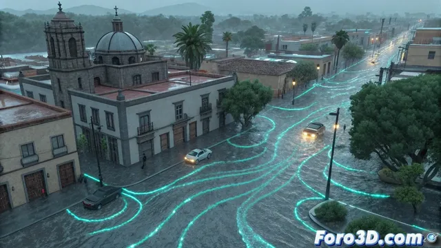 Modelado topográfico y simulaciones de fluidos para prevenir inundaciones urbanas