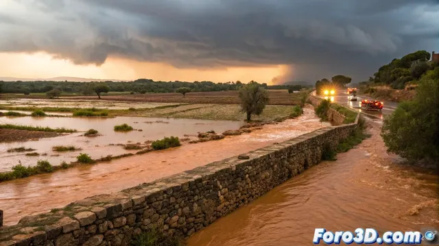Inundaciones en el centro de Menorca por lluvias torrenciales