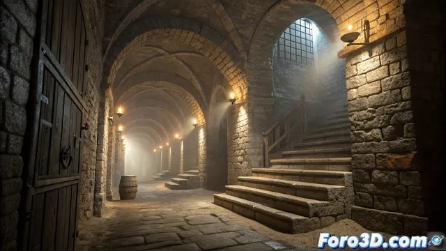 Recreación en LightWave de los túneles secretos del Castillo Sforza descubiertos con radar
