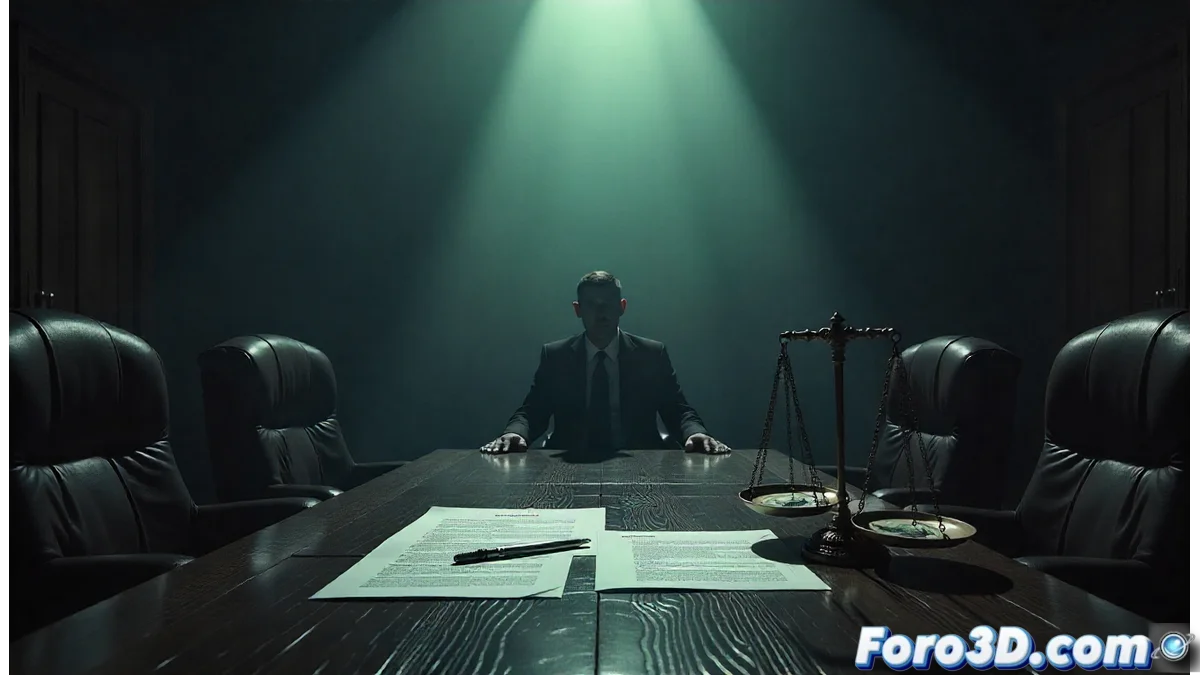 Ilustración conceptual que muestra billetes devolviéndose desde manos de accionistas hacia un edificio corporativo con símbolos legales de fondo