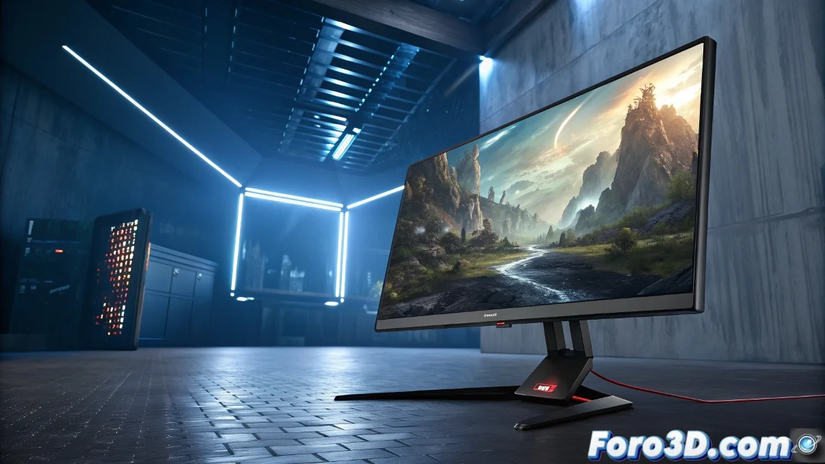 Monitor Acer Predator XB273K V5 mostrando juego en 4K con colores vibrantes y diseño sin bordes, destacando su pantalla de 27 pulgadas y base ajustable para gaming.