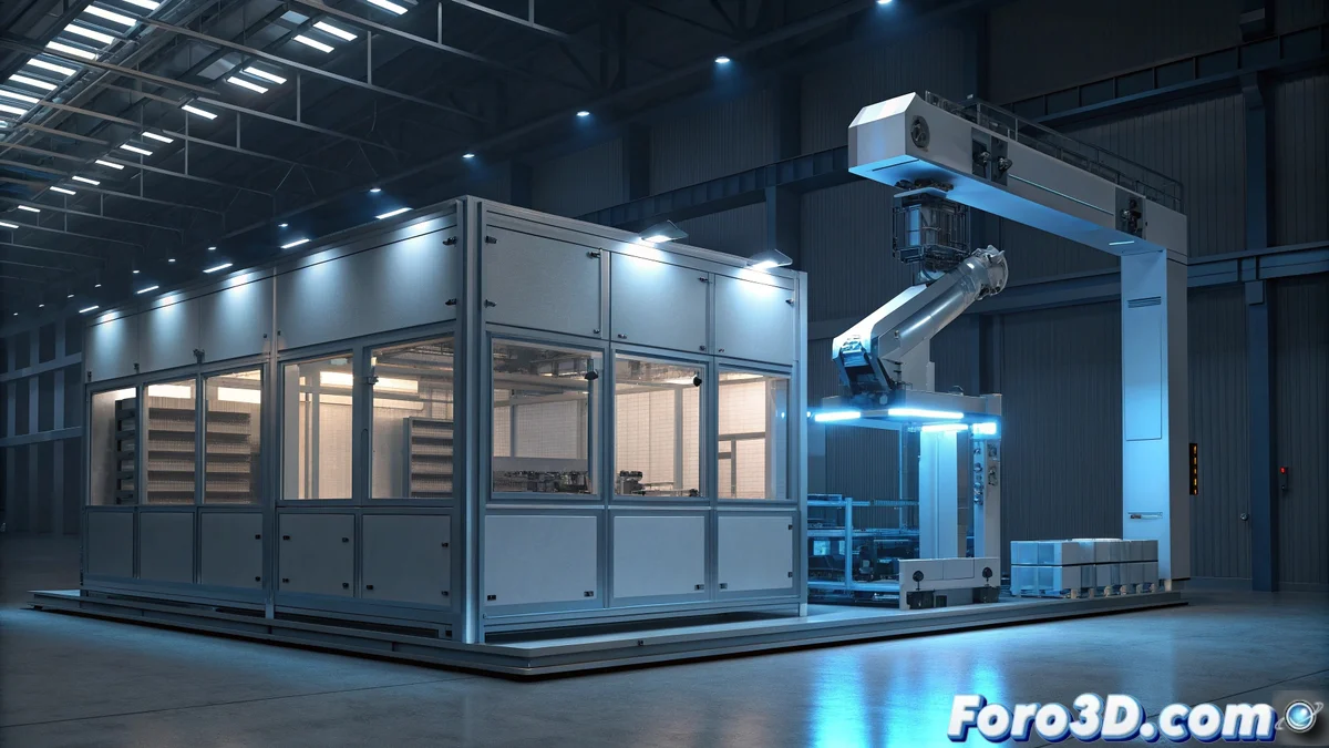 Sistema MetalFab 420K en operación dentro de entorno industrial mostrando componentes metálicos siendo fabricados