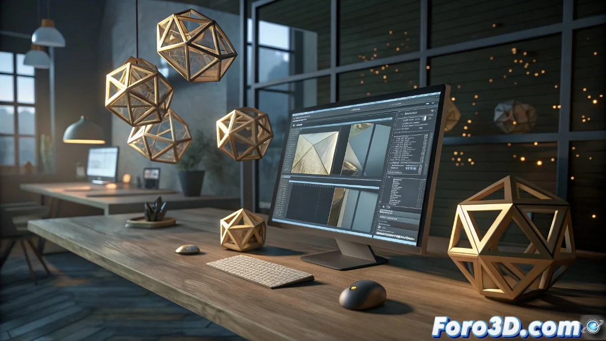 Interfaz de Adobe After Effects 25.6 mostrando una composición 3D con materiales Substance aplicados, herramientas de renderizado Multi-Frame activas y una línea de tiempo con capas tridimensionales en proceso de edición.