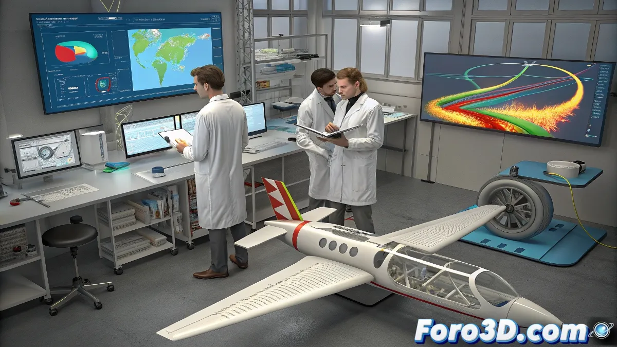 Representación de aeronave VTOL Vertiia, impulsada por hidrógeno, con componentes térmicos avanzados.