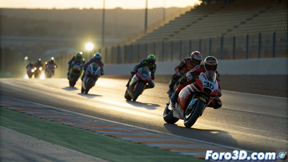 Piloto de MotoGP celebrando victoria en el circuito de Cheste con bandera a cuadros
