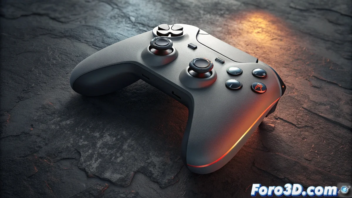 Mando de juego Diswoe sobre fondo oscuro con iluminación RGB, mostrando detalles ergonómicos y botones de control.