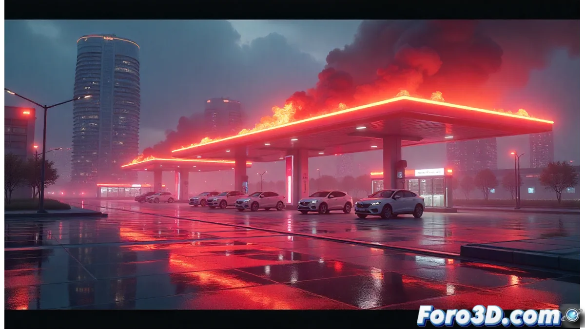 Logotipos de Angstrom y Mantle fusionándose sobre un fondo de combustibles en movimiento con motores modernos de automóviles al fondo