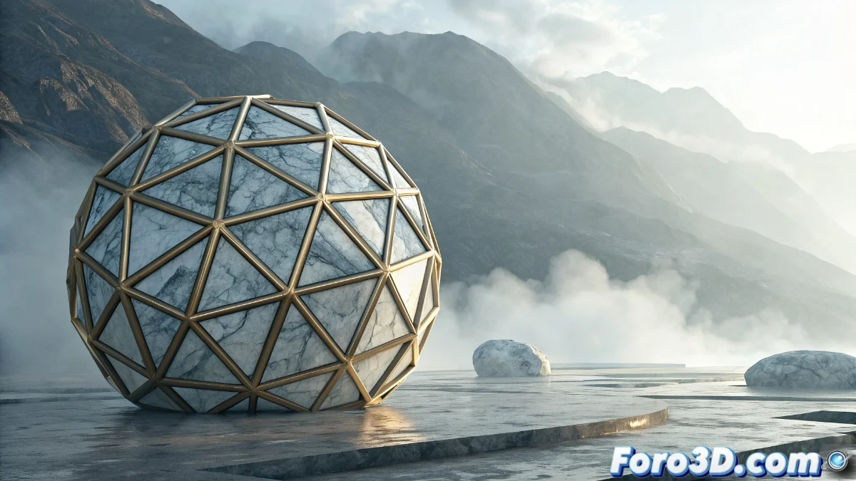 Animación 3D abstracta mostrando la transición progresiva de un cubo a una estructura cristalina mediante deformaciones geométricas y efectos de partículas dinámicas.