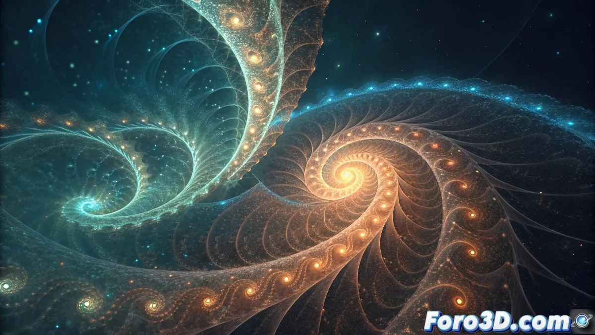 Diagrama de flujo mostrando autómatas celulares evolucionando hacia formas narrativas, con personajes algorítmicos interactuando en un entorno 3D generado proceduralmente.