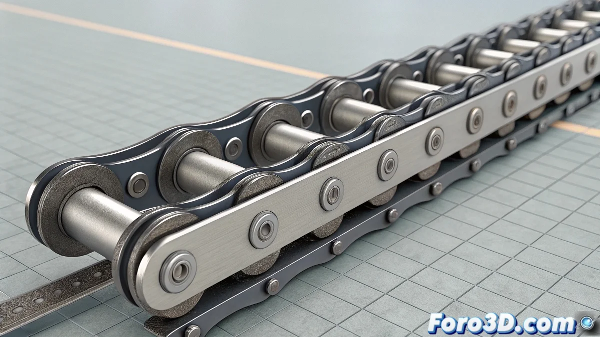 Cinta transportadora animada con eslabones siguiendo spline en 3ds Max